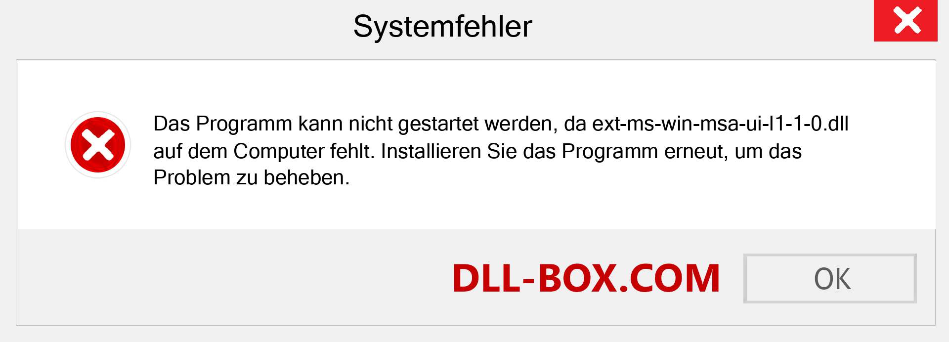 ext-ms-win-msa-ui-l1-1-0.dll-Datei fehlt?. Download für Windows 7, 8, 10 - Fix ext-ms-win-msa-ui-l1-1-0 dll Missing Error unter Windows, Fotos, Bildern