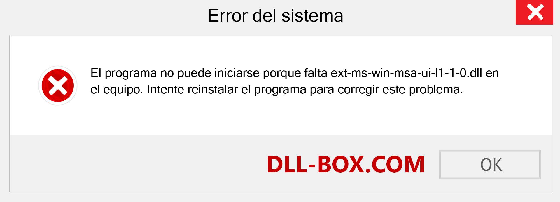 ¿Falta el archivo ext-ms-win-msa-ui-l1-1-0.dll ?. Descargar para Windows 7, 8, 10 - Corregir ext-ms-win-msa-ui-l1-1-0 dll Missing Error en Windows, fotos, imágenes